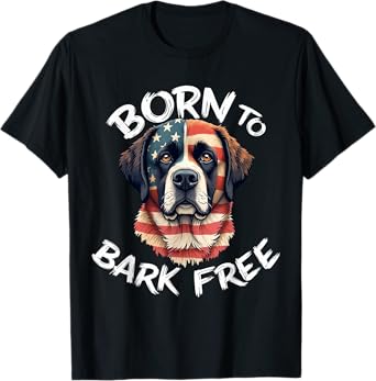 Funny St. Bernard Dog Vintage Saint Bernard American Flag T-Shirt for Men Women Kids
