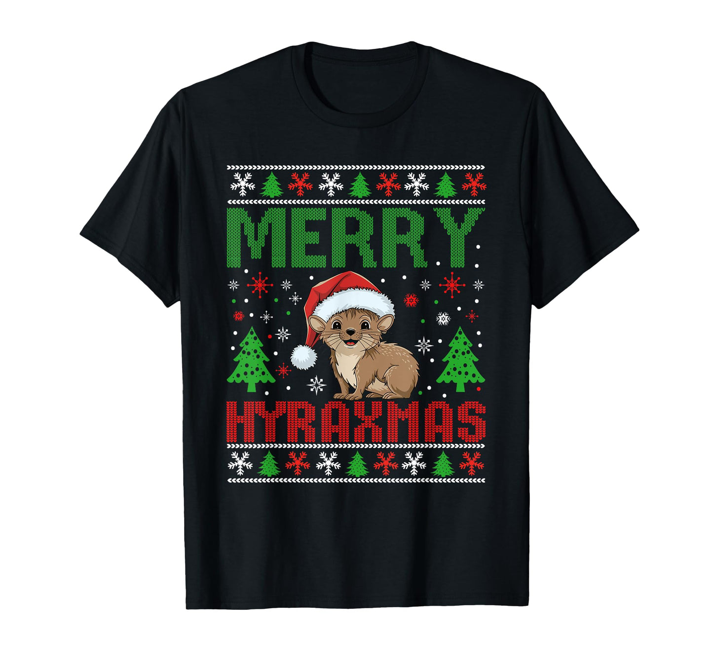 Merry Hyraxmas Ugly Christmas Funny Cute Xmas Pajama Hyrax T-Shirt