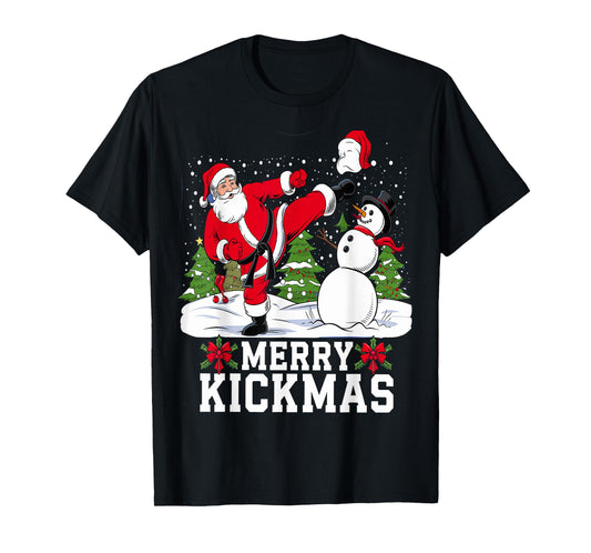 Merry Kickmas Ugly Christmas Karate Jiu Jitsu Martial T-Shirt