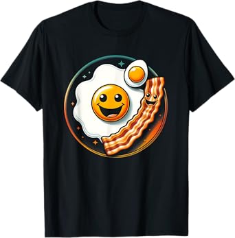 Egg and Bacon Smile Face Funny Breakfast Food Lover Meme T-Shirt
