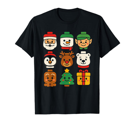 Christmas Building Brick Santa Elf Snowman Xmas Boys Girls T-Shirt