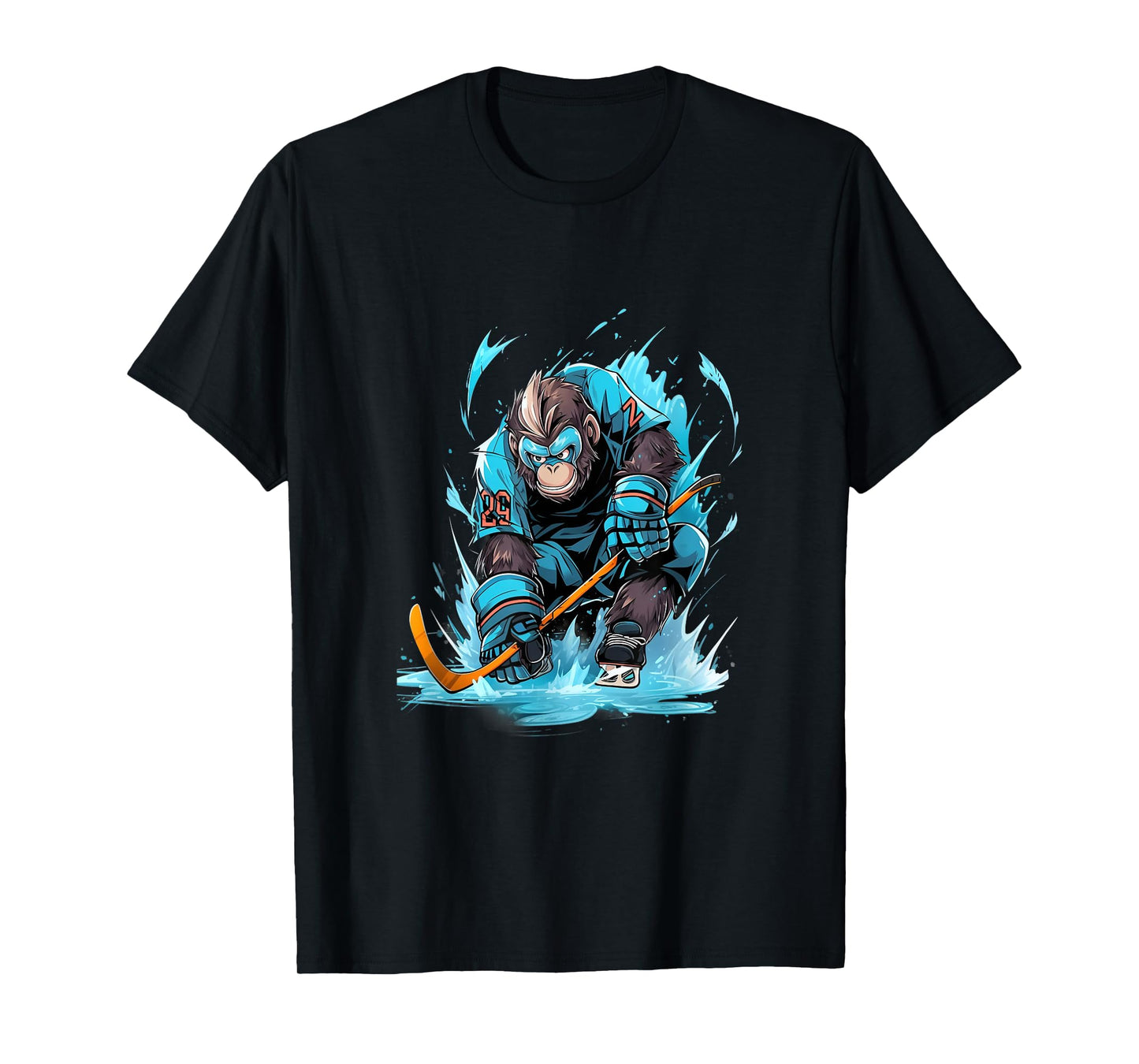 Monkey Ice Hockey Player Hockey Stick Goalkeeper T-Shirt