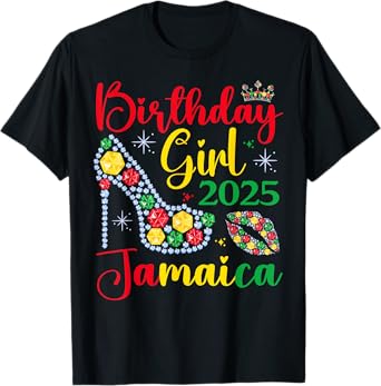 Jamaica Birthday Girl 2025 Jamaican Bday Group Party Women T-Shirt