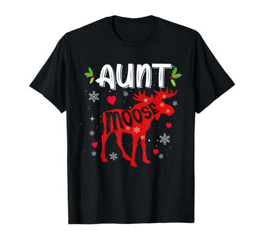 Aunt Moose Heart Christmas Family Matching Xmas Pajamas T-Shirt