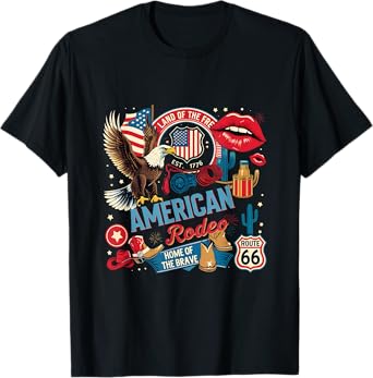 Western Vintage Retro American Rodeo 4th of July Cowboy T-Shirt