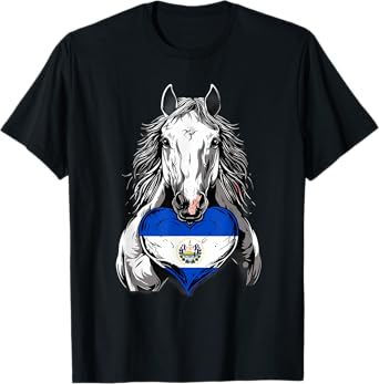 El Salvador Horse El Salvadorian Roots El Salvadorian Flag T-Shirt