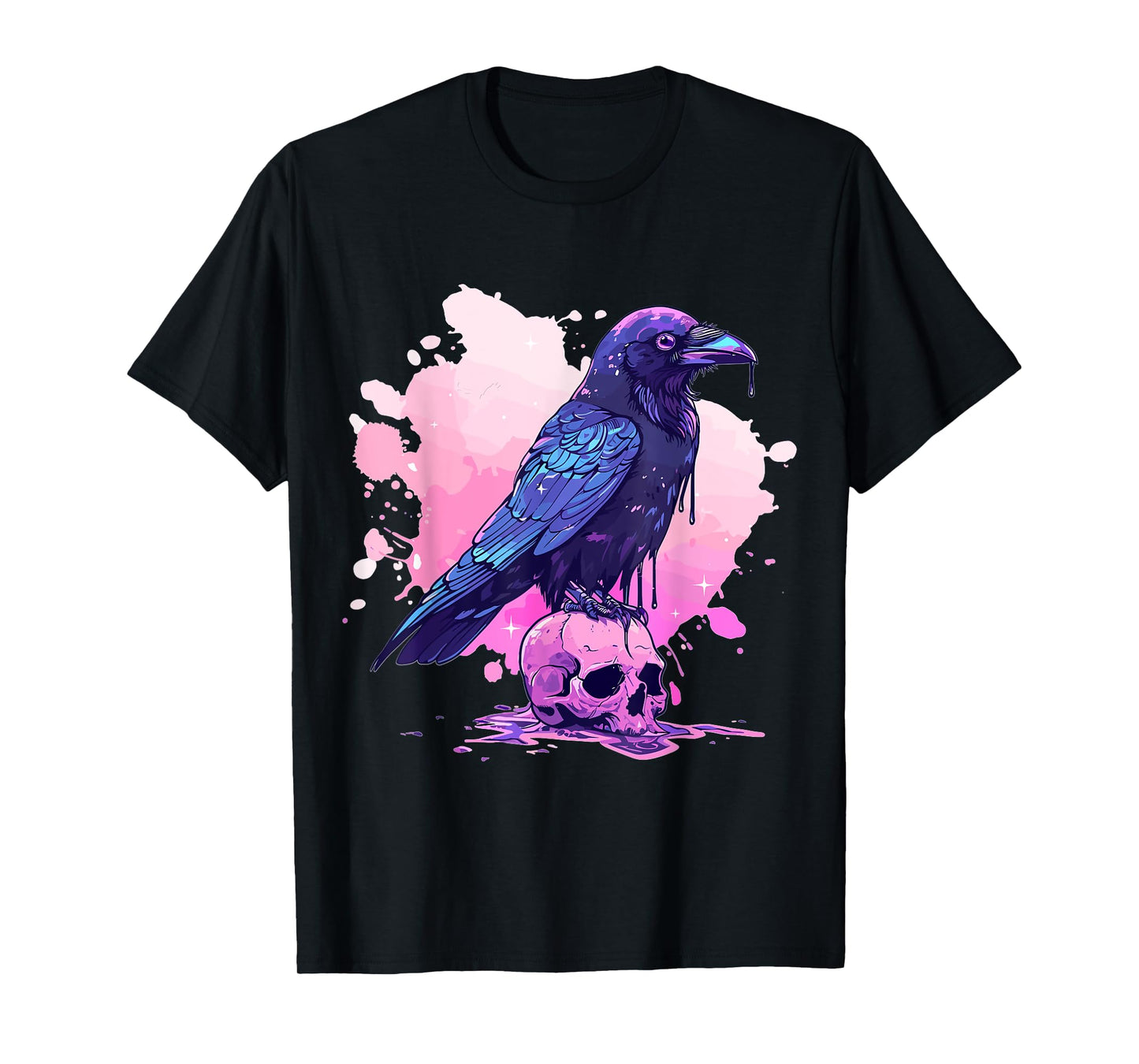 Goth Pastel Cute Creepy Kawaii Skull And Crow Vaporwave T-Shirt