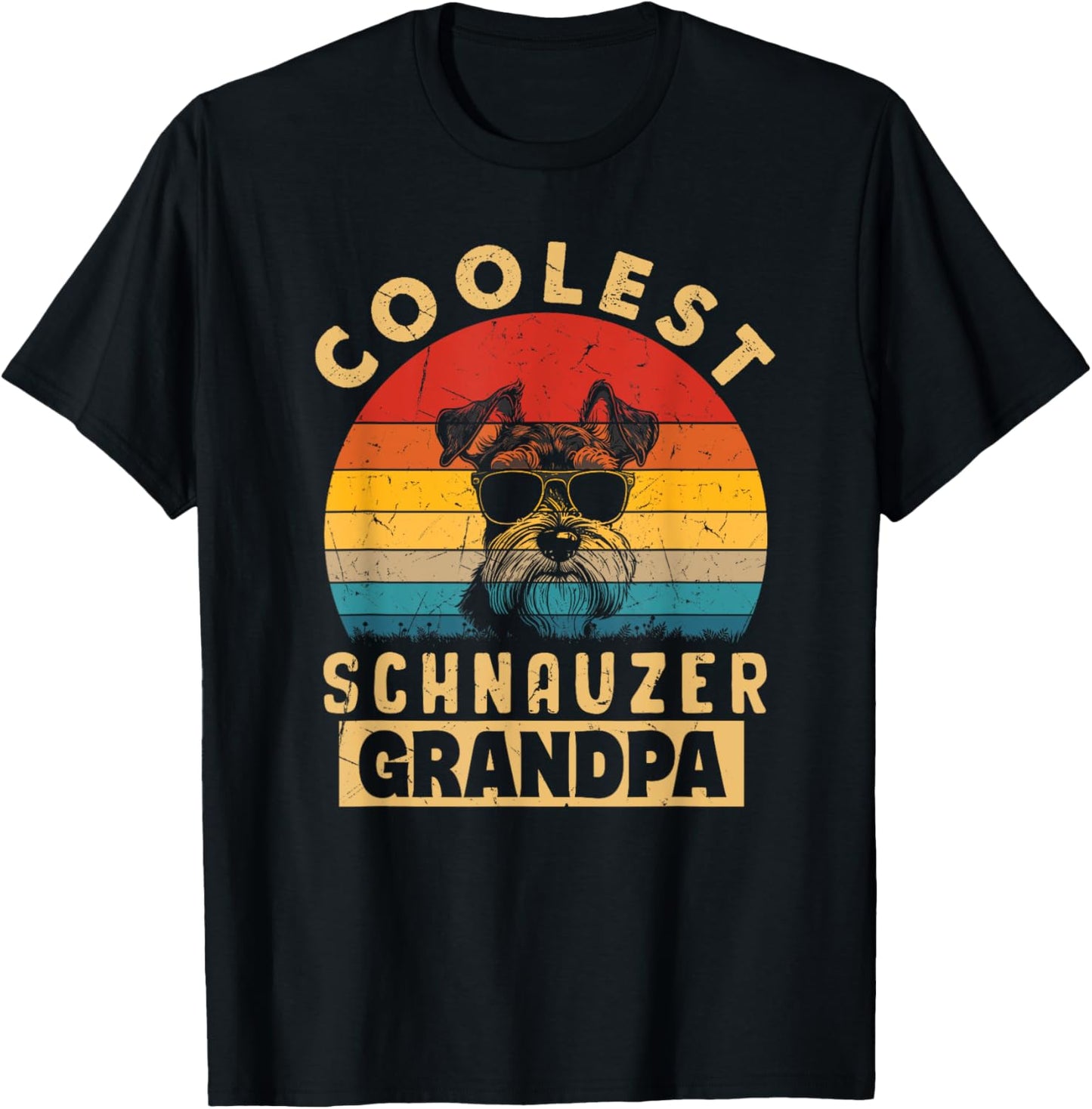 Vintage Coolest Schnauzer Grandpa Funny Gifts Dog Lover Xmas T-Shirt