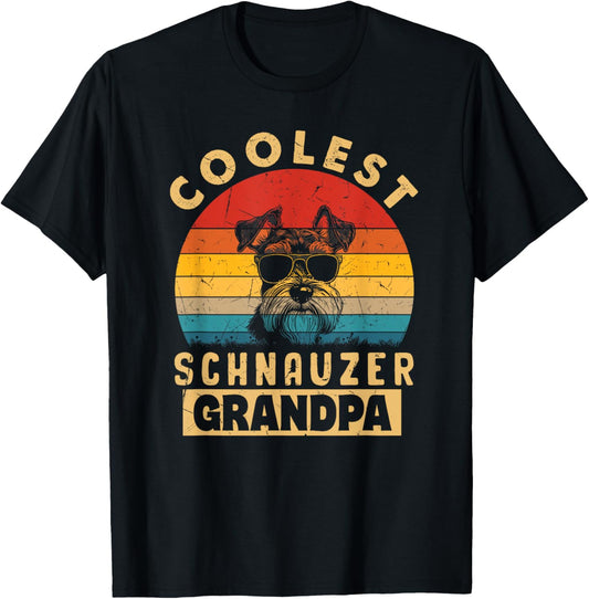 Vintage Coolest Schnauzer Grandpa Funny Gifts Dog Lover Xmas T-Shirt
