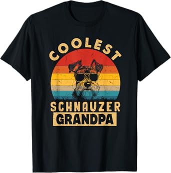 Vintage Coolest Schnauzer Grandpa Funny Gifts Dog Lover Xmas Men Women Girls Kids T-Shirt