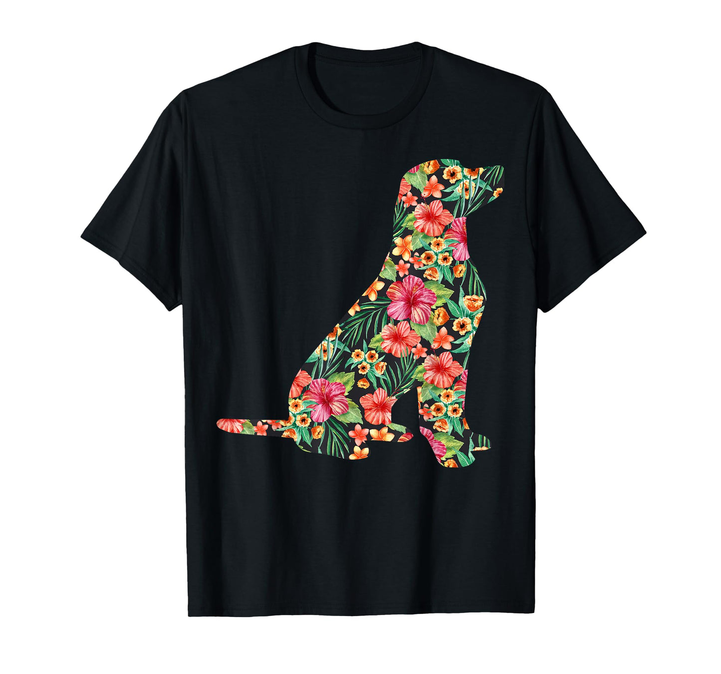 Labrador Flower Funny Dog Silhouette Floral Gifts Women Men T-Shirt