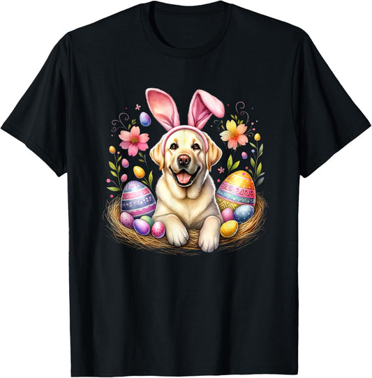 Labrador Retriever Dog Bunny Ears Easter Day T-Shirt