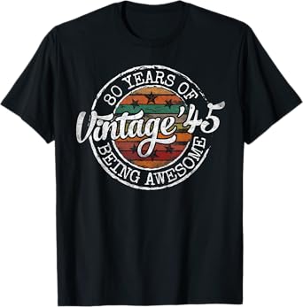 Vintage 1945 Bday Stamp 80th Birthday Gifts 80 Year Old T-Shirt