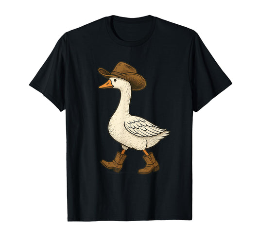 Cowboy Goose Funny Western Walking Boots Hat Humor Design T-Shirt