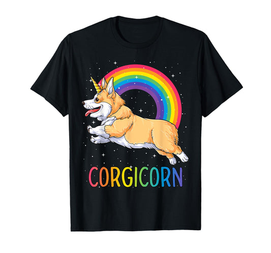 Corgicorn Corgi Unicorn T shirt Girls Space Galaxy Rainbow T-Shirt