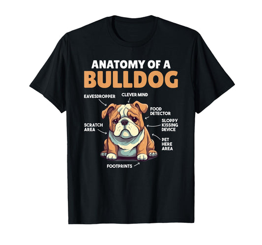 Cute Dogs Explanation Anatomy Of A Bulldog Men Women Girls Kids T-Shirt