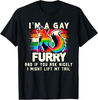 I'm A Gay Furry Rainbow Fox Wolf Fursona Fandom Pride Month T-Shirt