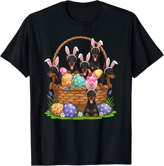 Doberman Pinscher Bunny Easter Basket Egg Easter Day Mensids T-Shirt