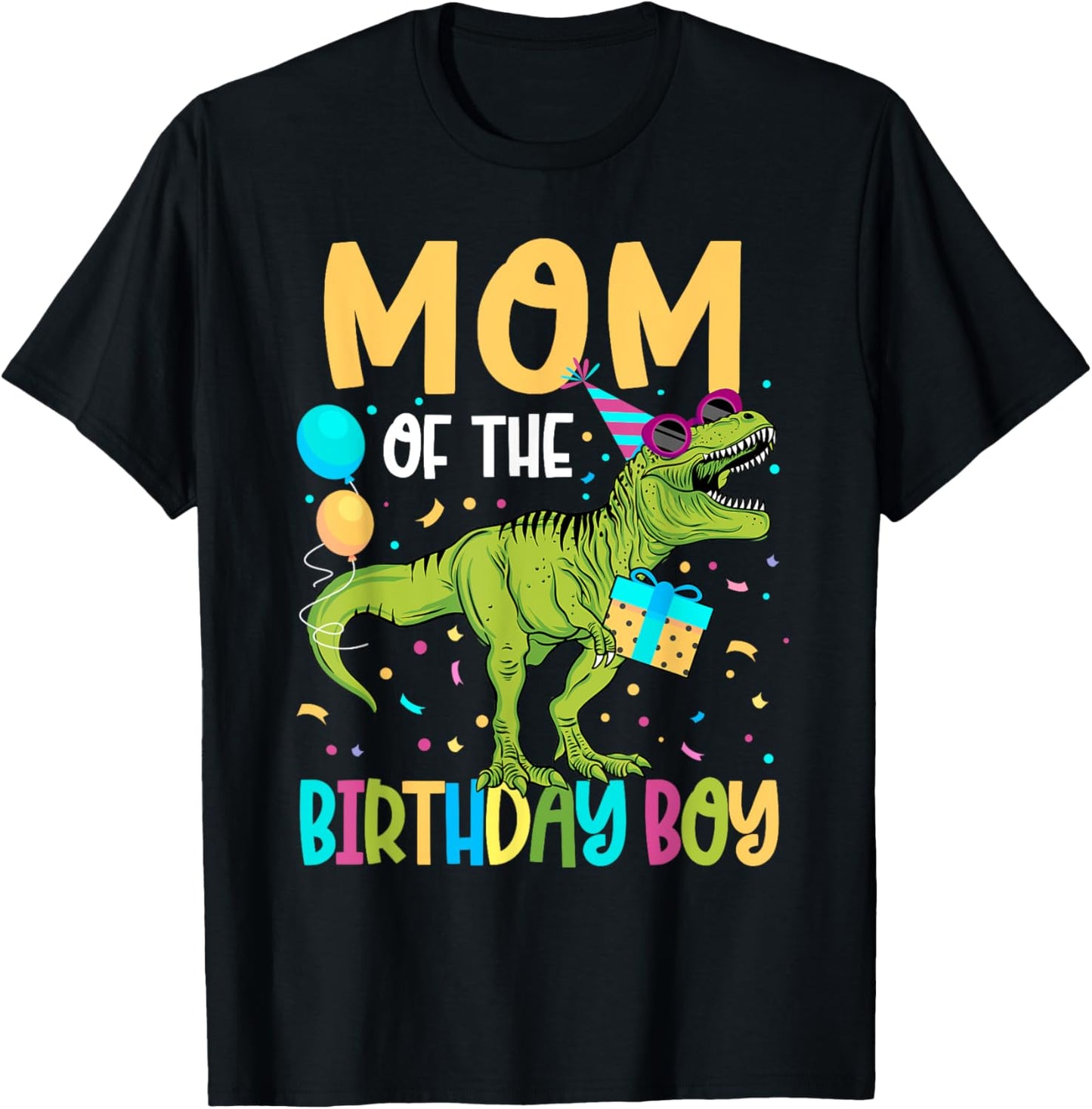 Mom Of The Birthday Boy Family Matching Dinosaur Squad T-Shirt