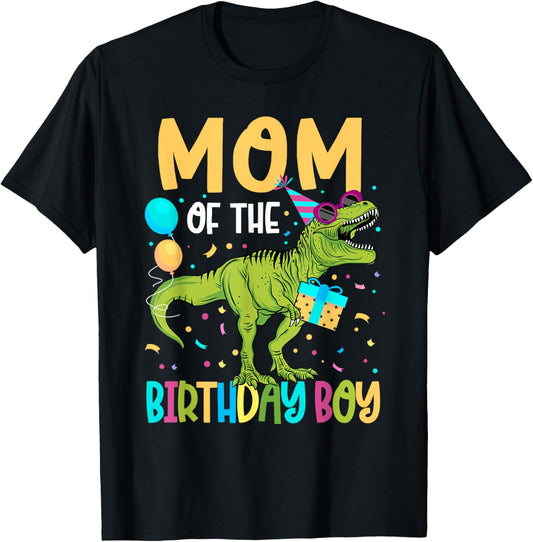 Mom Of The Birthday Boy Family Matching Dinosaur Squad T-Shirt