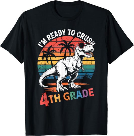 I'm Ready To Crush 4th Grade Dinosaur Boys Back To School T-Shirt