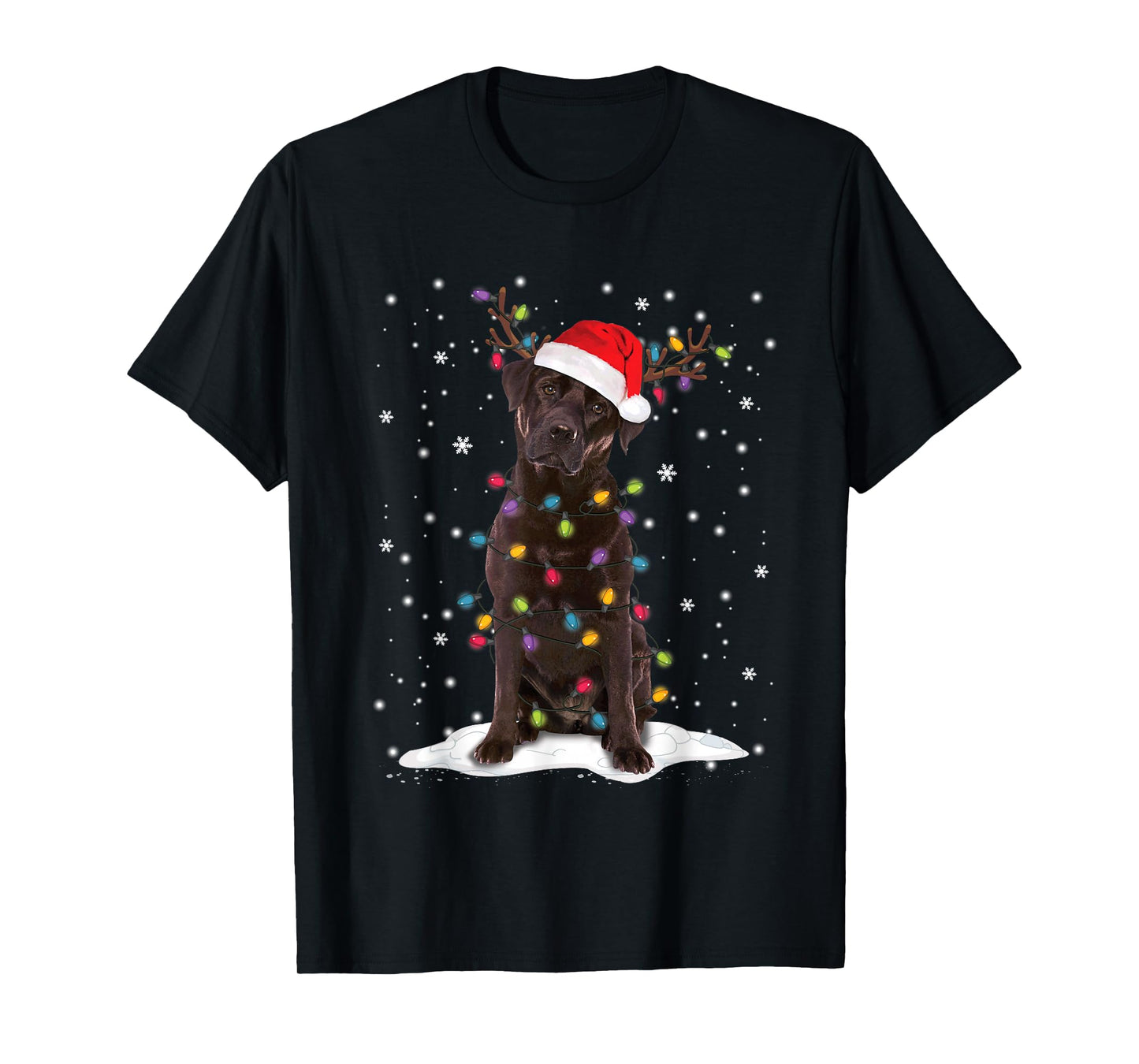 Chocolate Lab Labrador Christmas Tree Lights Pajama Dog Xmas T-Shirt