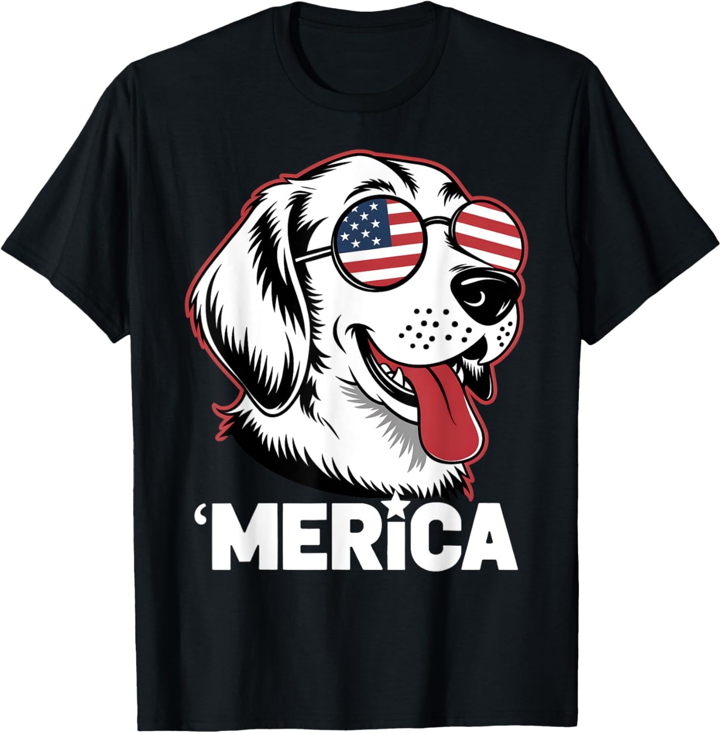 Golden Retriever 4th Of July Merica Patriotic American Flag T-Shirt