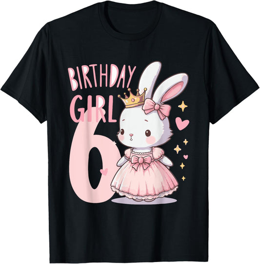Rabbit Princess Children's Birthday 6 Years Girl Pink T-Shirt