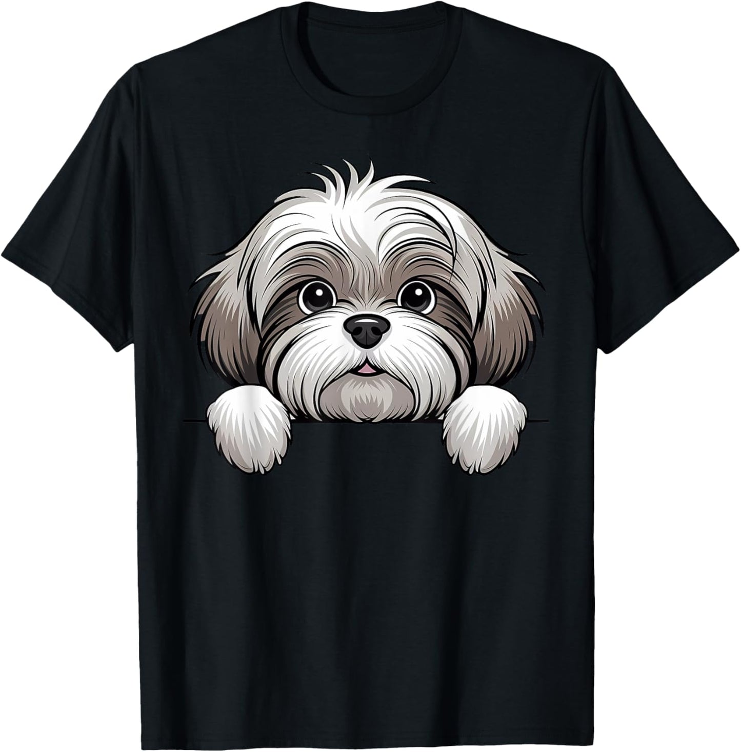 Cute Lhasa Apso Peeking Puppy Funny Lhasa Apso Dog Lover T-Shirt