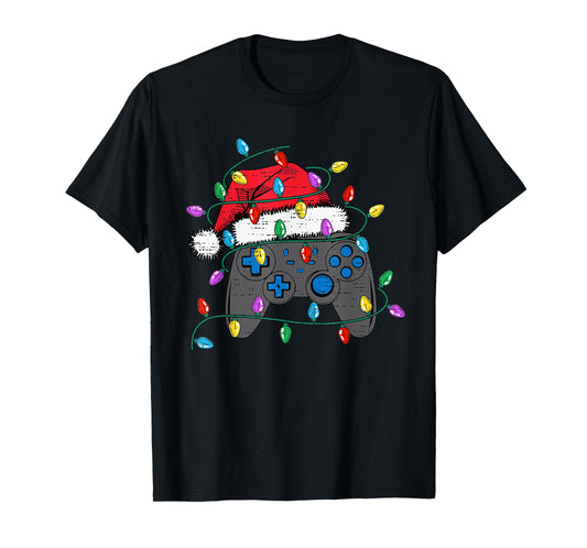 Christmas Video Game Controller Hat Santa Gamer Boy Teen Kid T-Shirt