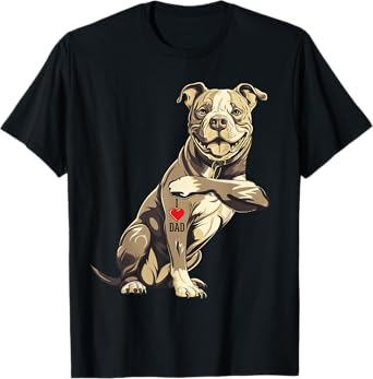 Pitbull I Love Dad Pit Bull Terrier Pettie Dog Owner Father T-Shirt