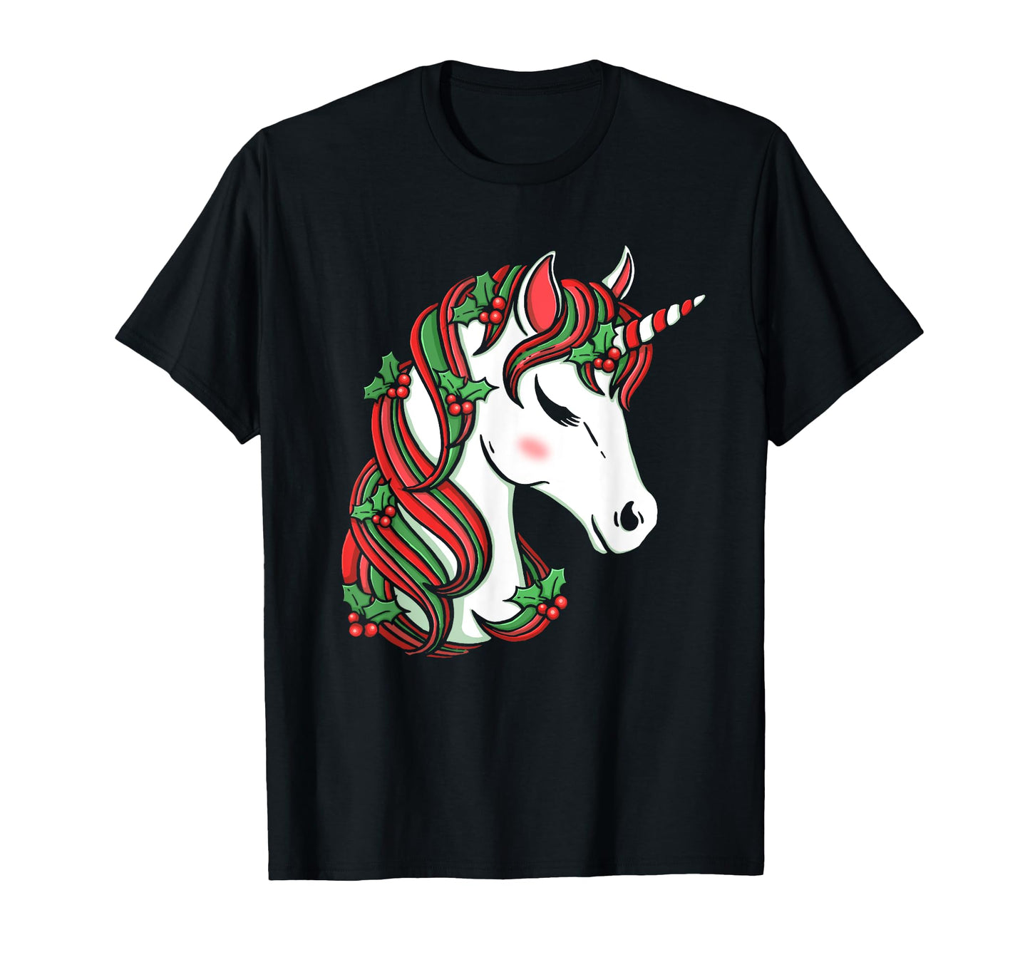 Cute Candy Cane Unicorn Christmas Matching Top T-Shirt