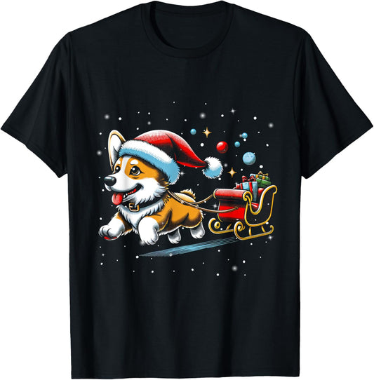 Corgi Santa Christmas Tree Lights, Funny Ugly Pajamas Women T-Shirt
