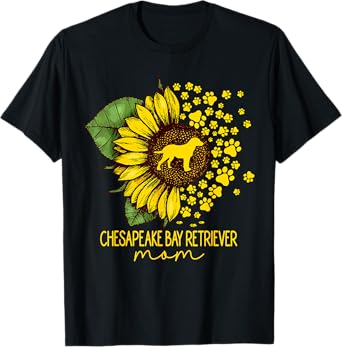 Womens Sunflower Chesapeake Bay Retriever Mom Dog Lover T-Shirt