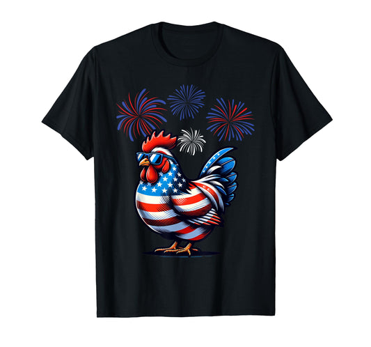 Red White Blue Chicken Farm Animal Patriotic 4th Of July T-Shirt