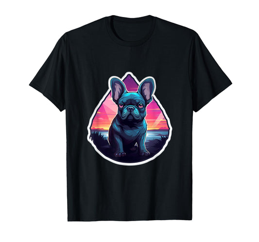 French Bulldog Tropical Summer Sunset 80's Retro Party Dog Men Women Kids T-Shirt