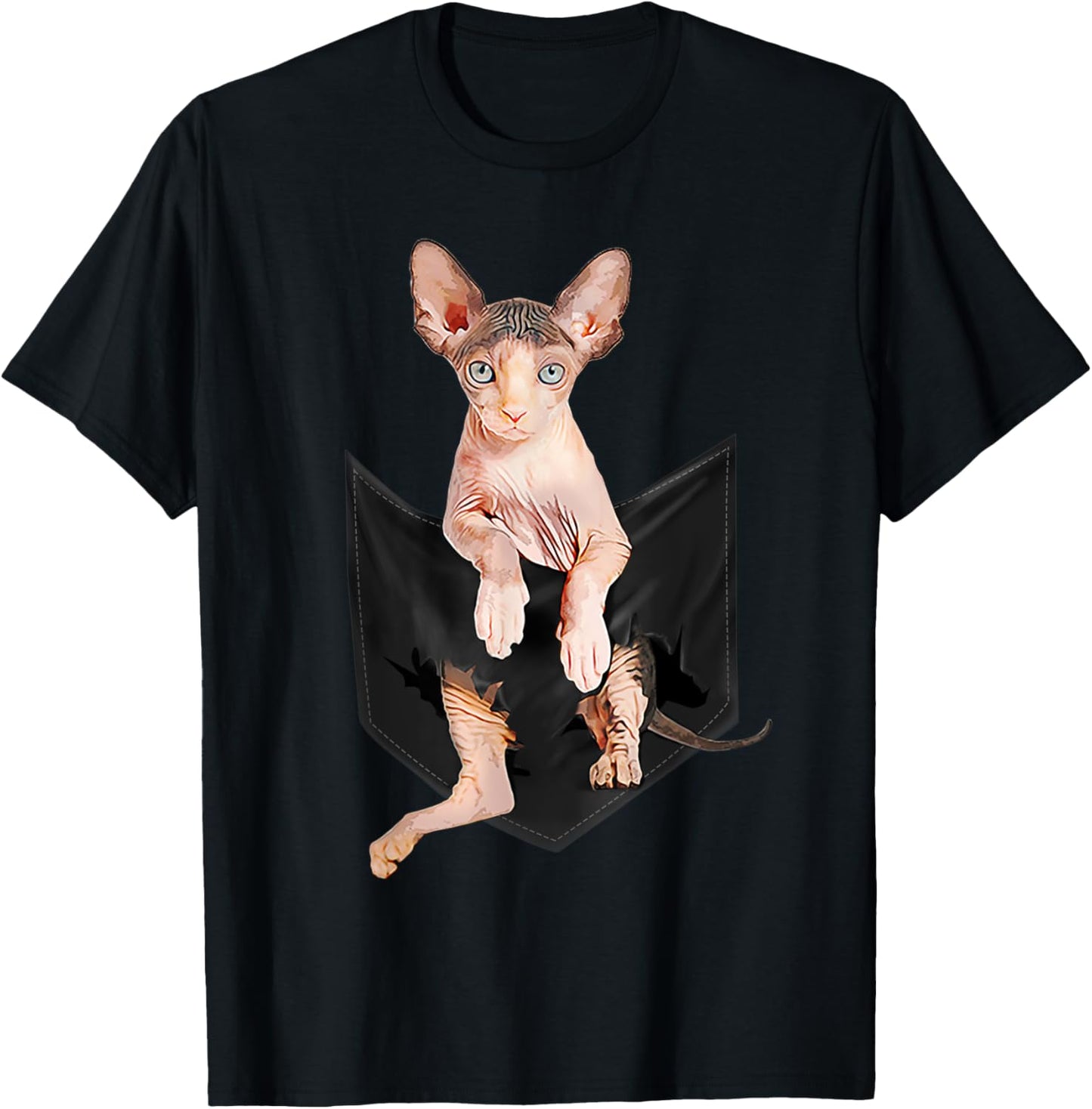 Sphynx Cat in Pocket T-Shirt Cats Tee Shirt Gifts T-Shirt