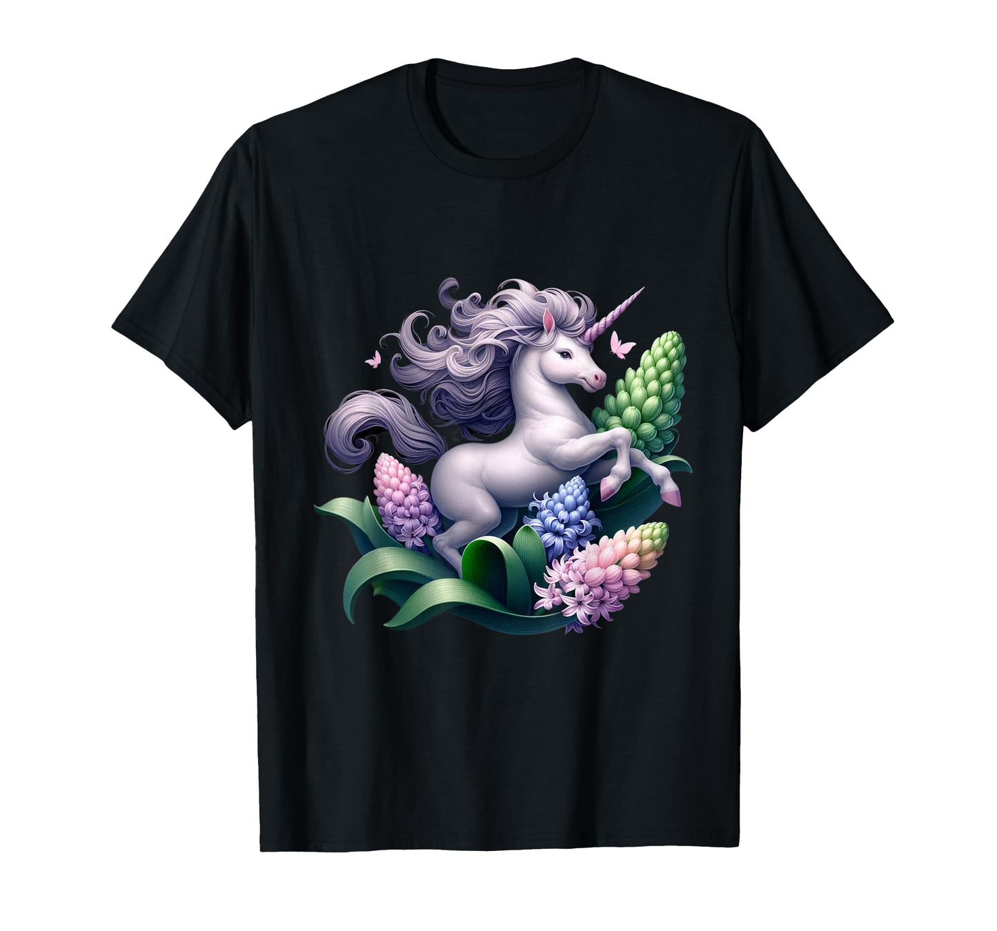 Unicorn Riding Hyacinth Boys Girls Men Women Kids Adults T-Shirt