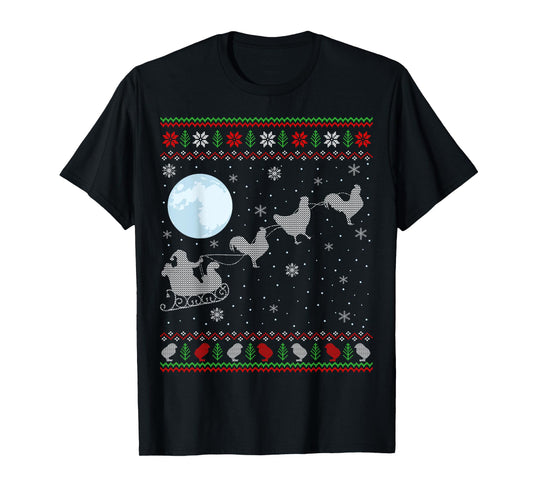 Ugly Chicken Xmas Gift Santa Riding Raindeer Chicken T-Shirt