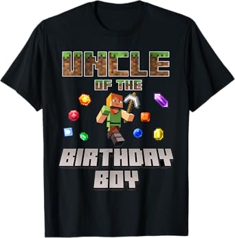Uncle Of The Birthday Boy Video Gamer Pixel Number T-Shirt