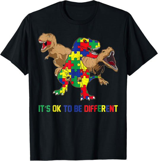 Boys Girls Kids Autism Awareness Dinosaur Gifts T-Shirt
