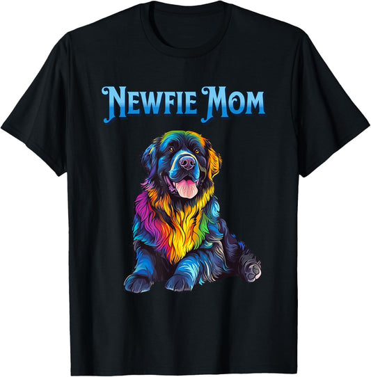 Newfoundland Newfie Dog Mom Vibrant Colorful Design T-Shirt