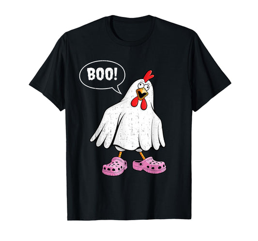 Cute Chicken Boo with Pink Shoes Funny Halloween Men Women T-Shirt