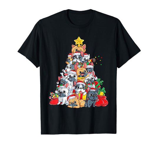 French Bulldog Christmas Tree Dog Santa Hat Xmas Boys Dogmas T-Shirt