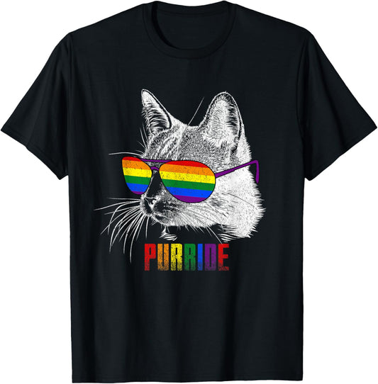 Funny Gay Pride Cat TShirt | LGBTQ Rainbow Awareness T-Shirt