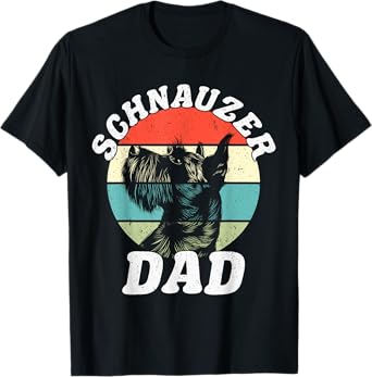 Schnauzer Dad Dog Funny Father's Day Vintage Pet Men Women Kids T-Shirt