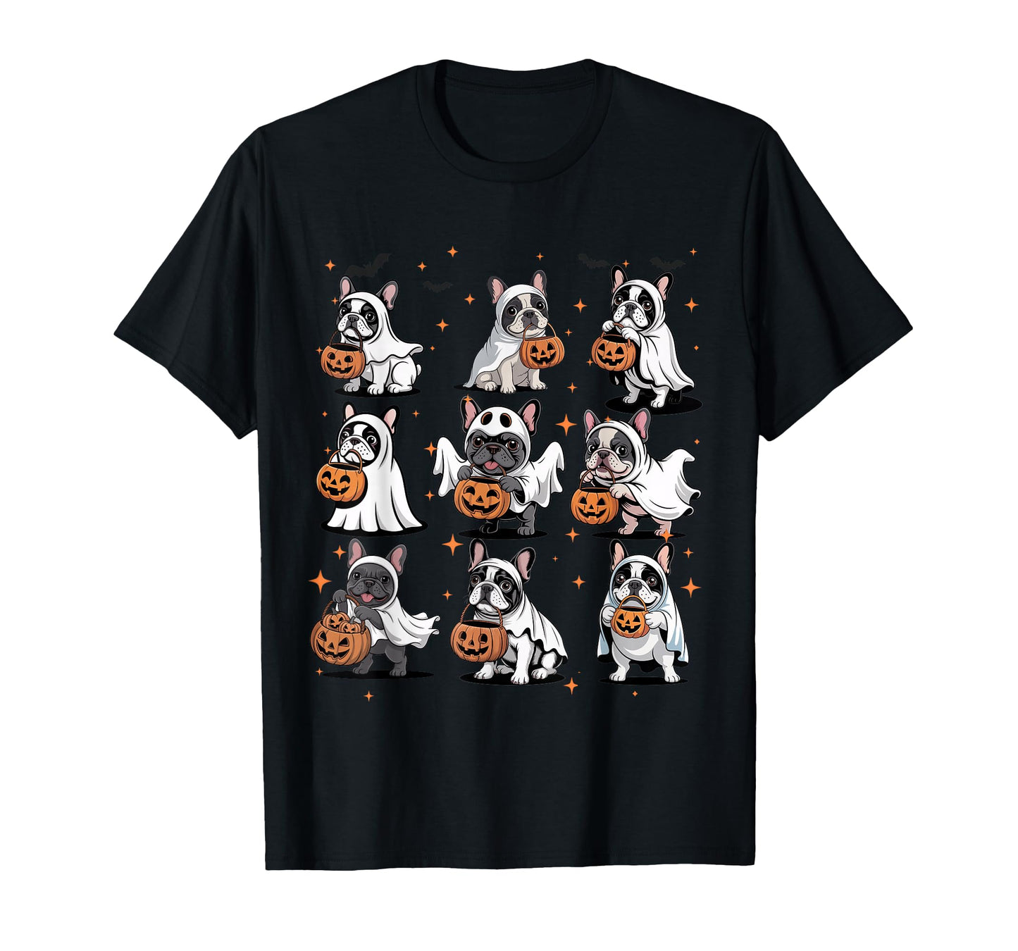 Cute Fall French Bulldog Ghost Costume Dog Lover Halloween T-Shirt