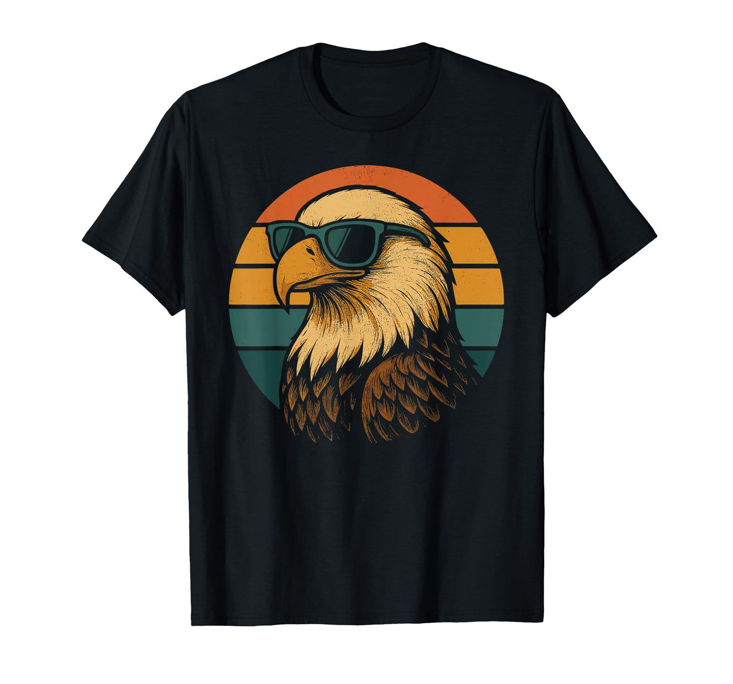Cool Bald Eagle With Sunglasses Retro Patriotic T-Shirt