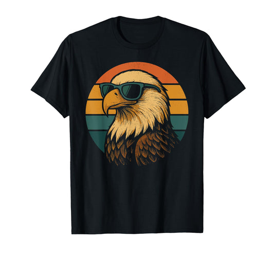 Cool Bald Eagle With Sunglasses Retro Patriotic T-Shirt