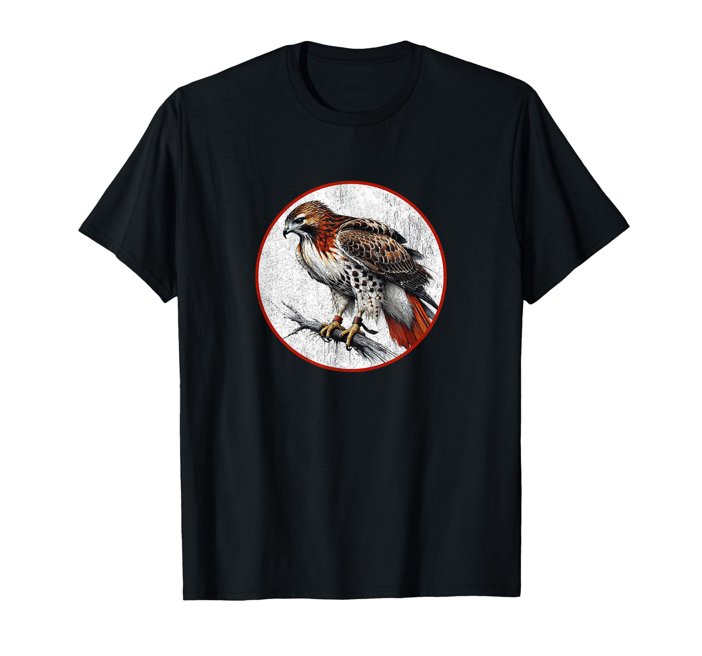 Colorful Retro Red Tailed Hawk Bird Design T-Shirt